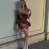 Sukienka welurowa MARITA camel