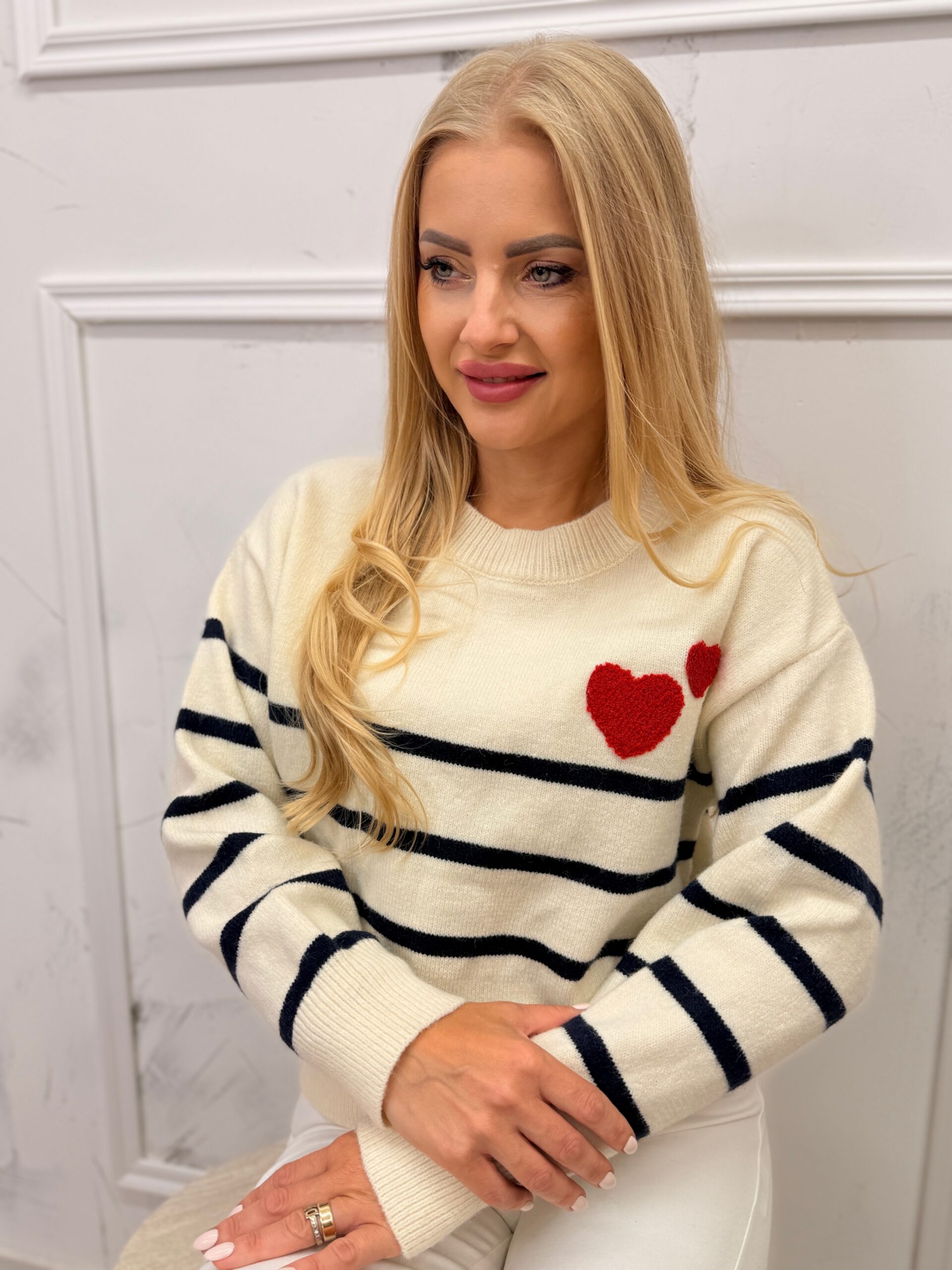 Sweter LUIZA serce ecru
