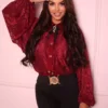 Koszula La Diva KORONKA bordowa