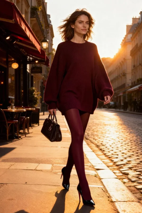 Matowe Elastyczne Rajstopy Tonic 40 Marilyn burgund
