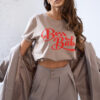 Dłuższy t-shirt bluzka BOSS mocca