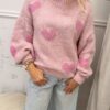 Sweter oversizowy LOVE brudny róż