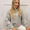 Sweter oversizowy LOVE szary