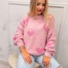 Sweter oversizowy LOVE brudny róż