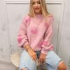 Sweter oversizowy LOVE brudny róż