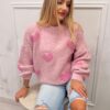 Sweter oversizowy LOVE brudny róż