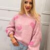 Sweter oversizowy LOVE brudny róż