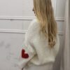 Sweter oversizowy LOVE czerwone serca biały