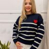 Sweter LUIZA serce granatowy
