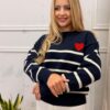 Sweter LUIZA serce granatowy