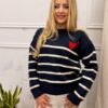 Sweter LUIZA serce granatowy