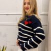 Sweter LUIZA serce granatowy