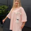 Bluzka FLOWERS Plus size pudrowy róż