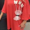 Bluzka FLOWERS Plus size koralowa