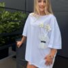 Bluzka FLOWERS Plus size biała