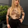 Bluzka tiulowa GALA beżowo brązowa