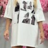 Dłuższy t-shirt bluzka FOTO biały