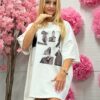 Dłuższy t-shirt bluzka FOTO biały