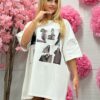 Dłuższy t-shirt bluzka FOTO biały