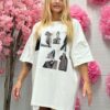 Dłuższy t-shirt bluzka FOTO biały