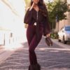 Legginsy PROSTE LYCRA La Diva bordowe