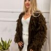 Sweter kardigan NELL z ozdobnymi frędzlami czekoladowy