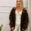 Sweter kardigan NELL z ozdobnymi frędzlami czekoladowy
