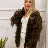 Sweter kardigan NELL z ozdobnymi frędzlami czekoladowy