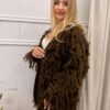 Sweter kardigan NELL z ozdobnymi frędzlami czekoladowy