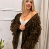 Sweter kardigan NELL z ozdobnymi frędzlami czekoladowy