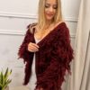 Sweter kardigan NELL z ozdobnymi frędzlami bordowy