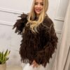 Sweter NARI frędzle czekoladowy