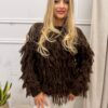 Sweter NARI frędzle czekoladowy