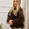 Sweter NARI frędzle czekoladowy
