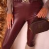 Legginsy La Diva EKO SKÓRA bordowe