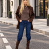 Zamszowa marynarka MISS TREND czekoladowa