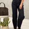 Spodnie jeans BALLON M'Sara z paskiem ciemny granat