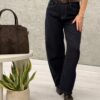 Spodnie jeans BALLON M'Sara z paskiem ciemny granat