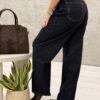 Spodnie jeans BALLON M'Sara z paskiem ciemny granat
