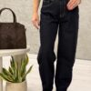 Spodnie jeans BALLON M'Sara z paskiem ciemny granat