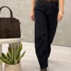 Spodnie jeans BALLON M'Sara z paskiem ciemny granat
