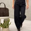 Spodnie jeans BALLON M'Sara z paskiem ciemny granat
