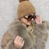 Czapka alpaka POMPON camel