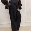 Spodnie jeans BALLON M'Sara z paskiem ciemny granat
