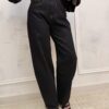 Spodnie jeans BALLON M'Sara z paskiem ciemny granat