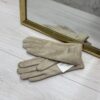 Rękawiczki dotykowe z futerkiem ciemny beż