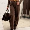 Szerokie Jeansy Moon Girl BALLON czekoladowe