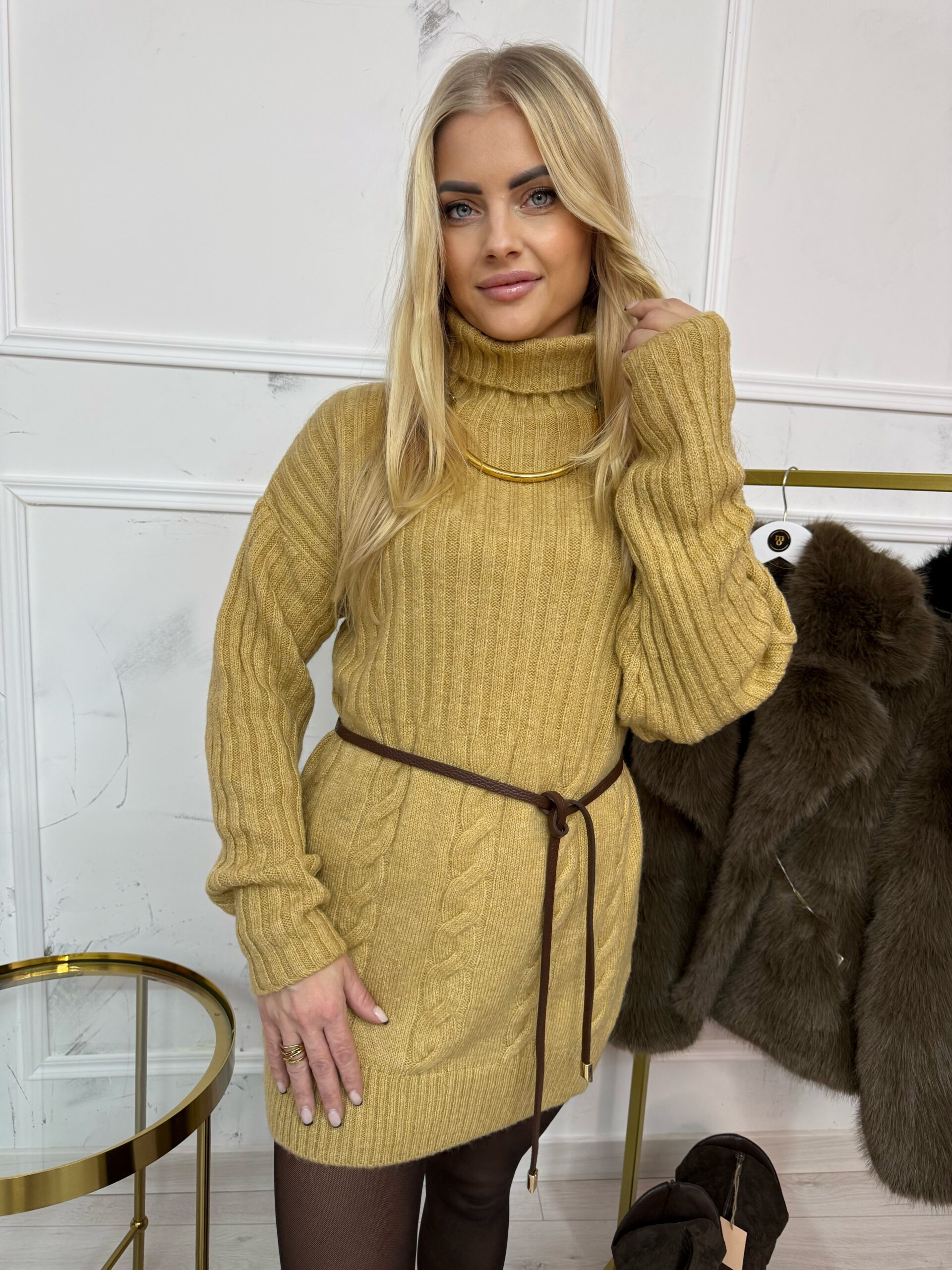 Sweter golf MIKRA miodowy