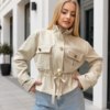 Kurtka zamszowa PLUS SIZE jasny beż