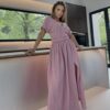 Sukienka muślinowa Agatha Pucci MARRISA brudny róż